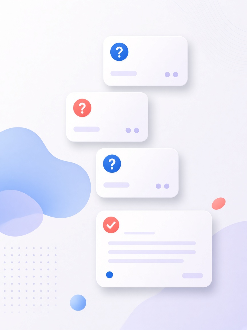Illustration of stacked question and answer panels